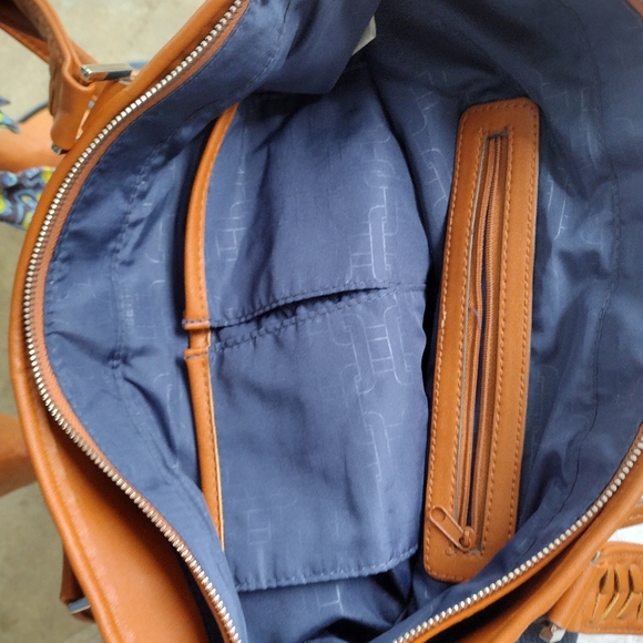 Purse Rossetti New Navy w/camel colored accents - Picture 2 of 6